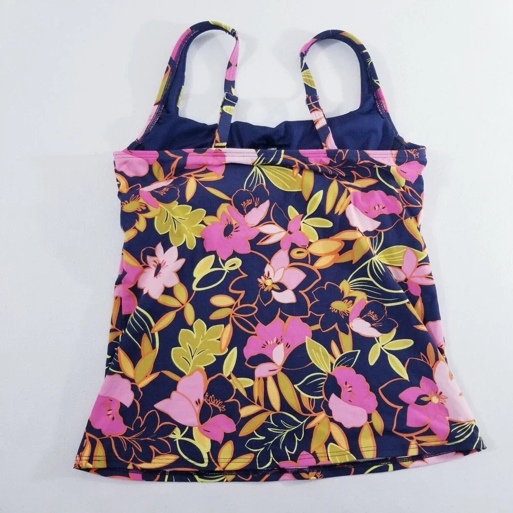 Lands End Floral Tankini Top Women Size 4